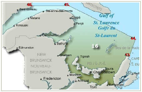Capelin and Squid Fishing Area Map