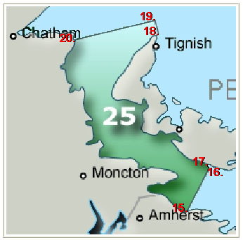Carte de la pêche du crabe commun Zone 25. Voir les détails ci-dessous"